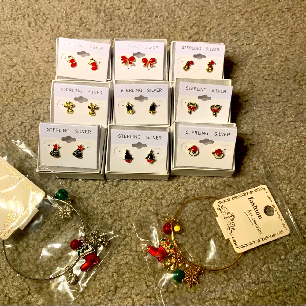 Christmas earrings and bracelet